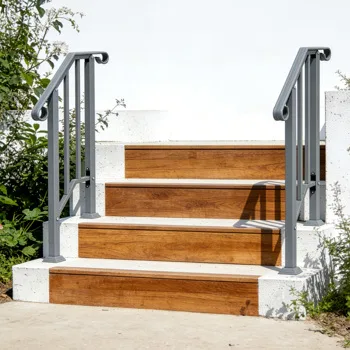 Handrails for Outdoor Steps, Iron Handrail Fits 1 Step, Transitional Handrail with Installation Kit, Silver view 8