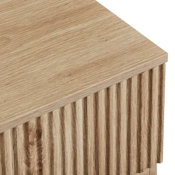 Handleless Grille-Finished 4-Drawer Bedside Table P2 Particleboard + MDF & Melamine Veneer + Thermoformed Drawer Dresser 23.62*14.96*30.71in Oak view 6
