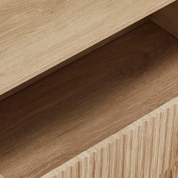 Handleless Grille-Finished 4-Drawer Bedside Table P2 Particleboard + MDF & Melamine Veneer + Thermoformed Drawer Dresser 23.62*14.96*30.71in Oak view 7