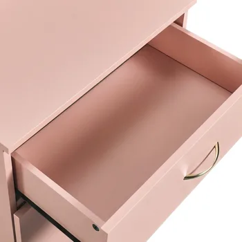 3-Drawer Chest with Faux Rose Gold Handles Drawer Dresser 22.05*12.99*25.98in Pink view 8