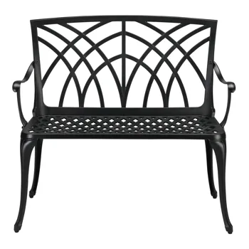 38in Outdoor Orchid Back Aluminum Bench Black view 6