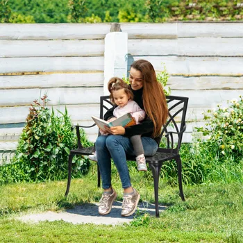 38in Outdoor Orchid Back Aluminum Bench Black view 7