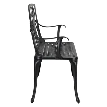 38in Outdoor Orchid Back Aluminum Bench Black view 8
