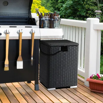 40*40*57cm Iron Frame Gas Bottle Storage Rattan Side Table Black Gradient view 6