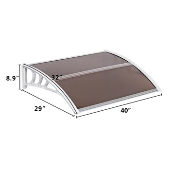HT-100 x 80 Household Application Door & Window Rain Cover Eaves Brown Board & White Holder view 5