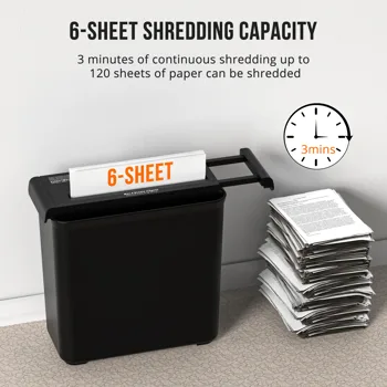 Small Paper Shredder for Home, 6 Sheet Strip Cut Paper Shredder Without Basket,Portable Shredder Extendable Arm Design with Overheat Protection for Home Office view 5