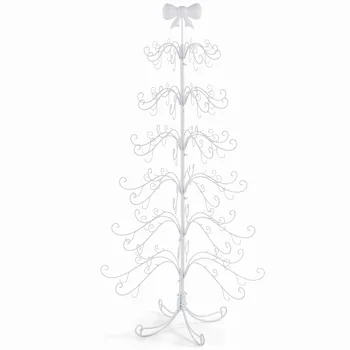 6ft White PVC Metal Artificial Christmas Tree with Bow Topper, No Extra Ornaments, Daily Decor Tree view 2