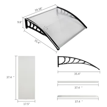 HT-100 x 96cm Household Application Door & Window Rain Cover Eaves Black Holder view 5