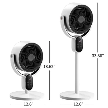 US Standard FKYT-L18XH5R Circulation Fan, 110V 40W, 2-in-1 Air Circulator Fan with Remote Control, ABS Housing, Copper-clad Aluminum Motor, Black & White, 3 Speed Levels, 12H Timer, Manual Vertical Adjustment, Automatic Horizontal Oscillation, LED Di view 2
