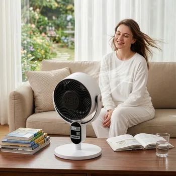 US Standard FKYT-L18XH5R Circulation Fan, 110V 40W, 2-in-1 Air Circulator Fan with Remote Control, ABS Housing, Copper-clad Aluminum Motor, Black & White, 3 Speed Levels, 12H Timer, Manual Vertical Adjustment, Automatic Horizontal Oscillation, LED Di view 5