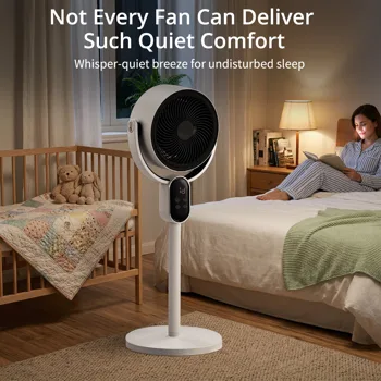 US Standard FKYT-L18XH5R Circulation Fan, 110V 40W, 2-in-1 Air Circulator Fan with Remote Control, ABS Housing, Copper-clad Aluminum Motor, Black & White, 3 Speed Levels, 12H Timer, Manual Vertical Adjustment, Automatic Horizontal Oscillation, LED Di view 7