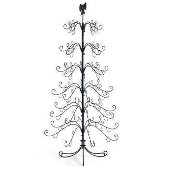 6ft Black PVC Metal Artificial Christmas Tree with Bow Topper, No Extra Ornaments, Daily Decor Tree view 4