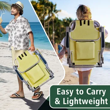 63*65*82cm Short Oxford Cloth Silver White Aluminum Tube Bearing 100kg Beach Chair Yellow view 6
