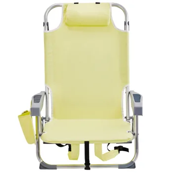 63*65*82cm Short Oxford Cloth Silver White Aluminum Tube Bearing 100kg Beach Chair Yellow view 7