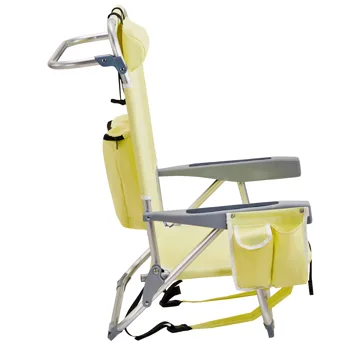 63*65*82cm Short Oxford Cloth Silver White Aluminum Tube Bearing 100kg Beach Chair Yellow view 8