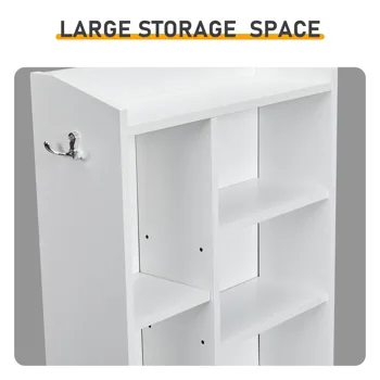 2 Drawers + 1 Shelf + 6-Shelf BedsideTable US Standard Power Supply (1 USB + 1 Type-C + 2 Triple-Prong) Storage Locker P2-12MM Particleboard Laminated Storage Cabinet 17.32*13.78*50in White view 6