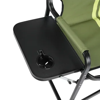 46.46" x 20.87" x 33.46" Folding Camping Chair with Side Table & Insulated Cooler Bag, Spray-Coated Aluminum Frame, Army Green with Double Light Yellow Vertical Stripes, 265 lbs Capacity Foldable Outdoor Chair for Camping Beach Fishing Picnic view 6