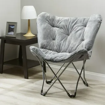 Faux Fur Butterfly Chair for Kids and Teens, Gray (Shipment from Walmart) view 4