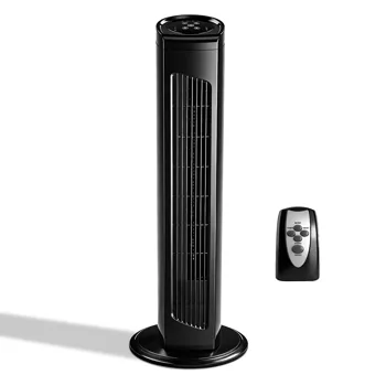 US Standard RTW-AR Tower Fan, 110V, 45W, 32 Inch Column Tower Fan, Touch Control with Remote, Plastic Body, Copper Motor, Black, 3 Speeds, 3 Wind Modes, Oscillating, 7.5-Hour Timer for Home Use view 2