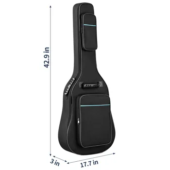 41 Inch 600D Oxford Cloth Acoustic Guitar Bag Black With Blue Line view 2