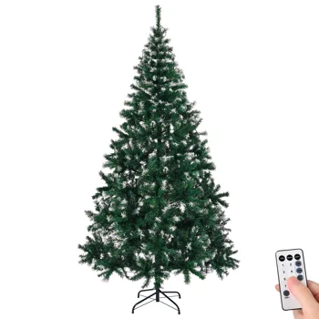 7 FT Snow Tipped Artificial Christmas Tree with DIY 150 Warm Lights, Remote Control, 1100 Branch Tips and Sturdy Metal Stand, Green & Snow Tipped view 6