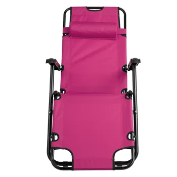 Portable Dual Purposes Extendable Folding Reclining Chair Pink view 5