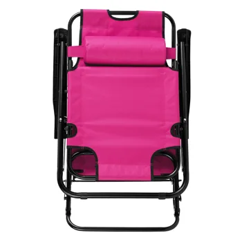 Portable Dual Purposes Extendable Folding Reclining Chair Pink view 8