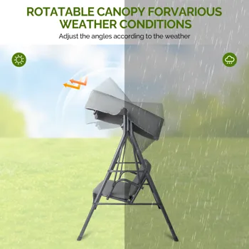 68*43*60 inch Dark Gray KD Style with Cushion Canopy Iron Oxford Fabric 250kg Iron Swing Set view 4