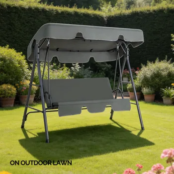 68*43*60 inch Dark Gray KD Style with Cushion Canopy Iron Oxford Fabric 250kg Iron Swing Set view 6