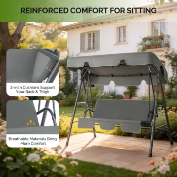 68*43*60 inch Dark Gray KD Style with Cushion Canopy Iron Oxford Fabric 250kg Iron Swing Set view 8