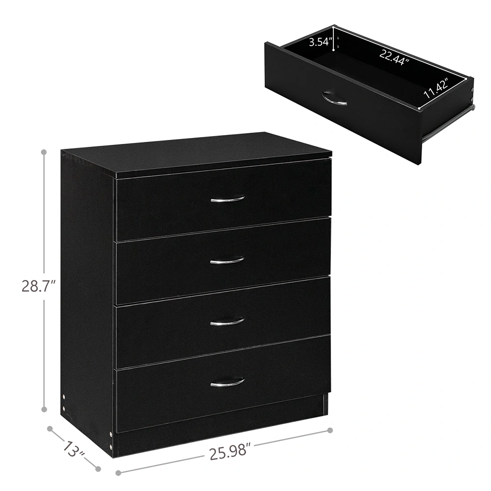4-Drawer Particleboard Drawer Cabinet with Textured Melamine Finish 25.98*12.99*28.74in Black (=53287540) view 10