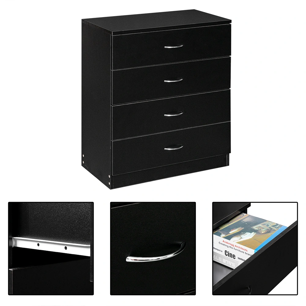 4-Drawer Particleboard Drawer Cabinet with Textured Melamine Finish 25.98*12.99*28.74in Black (=53287540) view 15