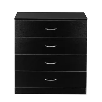 4-Drawer Particleboard Drawer Cabinet with Textured Melamine Finish 25.98*12.99*28.74in Black (=53287540) view 2