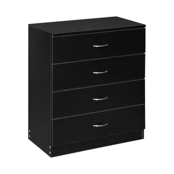 4-Drawer Particleboard Drawer Cabinet with Textured Melamine Finish 25.98*12.99*28.74in Black (=53287540) view 3