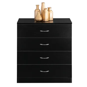 4-Drawer Particleboard Drawer Cabinet with Textured Melamine Finish 25.98*12.99*28.74in Black (=53287540) view 4