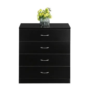 4-Drawer Particleboard Drawer Cabinet with Textured Melamine Finish 25.98*12.99*28.74in Black (=53287540) view 5