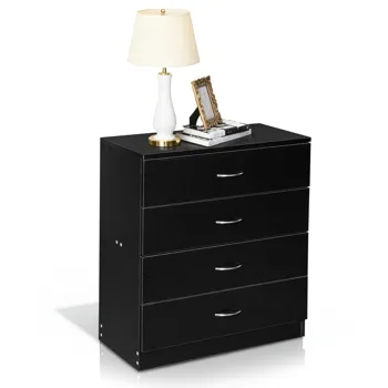 4-Drawer Particleboard Drawer Cabinet with Textured Melamine Finish 25.98*12.99*28.74in Black (=53287540) view 7
