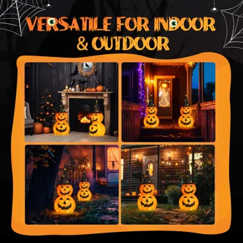 2pcs 3ft Halloween Collapsible Pumpkin Decorations 150 LED Lights view 3