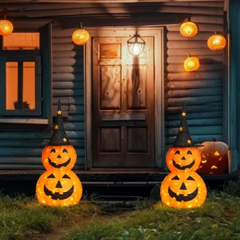 2pcs 3ft Halloween Collapsible Pumpkin Decorations 150 LED Lights view 8