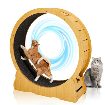 Cat Wheel Exerciser for Indoor Cats, 39.4-inch Large Cat Exercise Wheel for Running Silent, Cat Treadmill with Safety Lock for Cat's Fitness and Health, Natural Wood