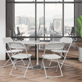 4pcs Injection Molding Classic Garden Plastic Folding Chair White