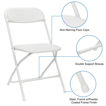 4pcs Injection Molding Classic Garden Plastic Folding Chair White view 3