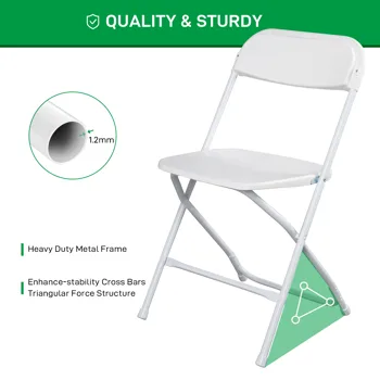 4pcs Injection Molding Classic Garden Plastic Folding Chair White view 7