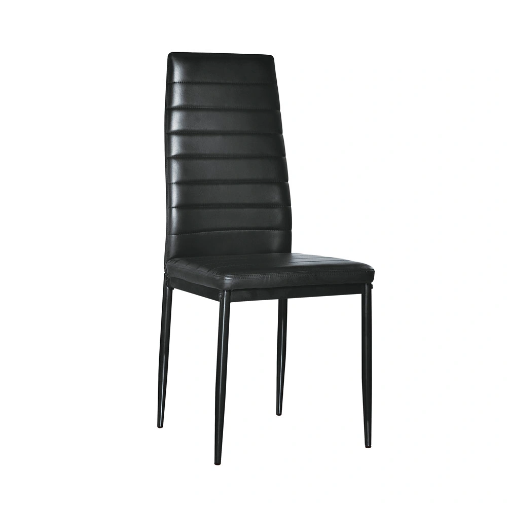 4pcs Elegant Assembled Stripping Texture High Backrest Dining Chairs Black(Replace encoding:13028198-18410366) view 8