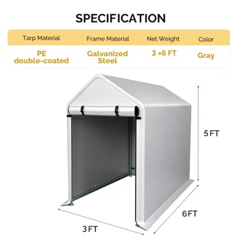 3x6 FT Storage Shed, Heavy Duty Bike Tent view 3