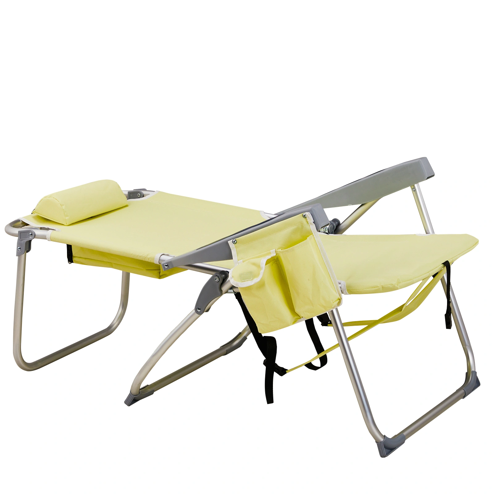 63*70*99cm Heightened Oxford Cloth Silver White Aluminum Tube Bearing 100kg Beach Chair Yellow view 7