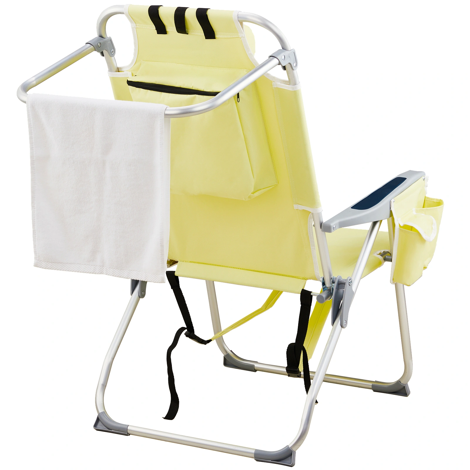 63*70*99cm Heightened Oxford Cloth Silver White Aluminum Tube Bearing 100kg Beach Chair Yellow view 8