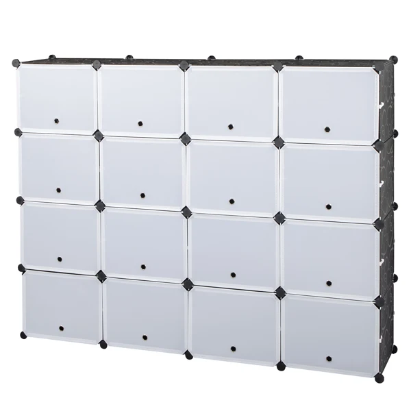 8-Tier Portable 64 Pair Shoe Rack Organizer 32 Grids Tower Shelf Storage Cabinet Stand Expandable for Heels, Boots, Slippers, Black view 6