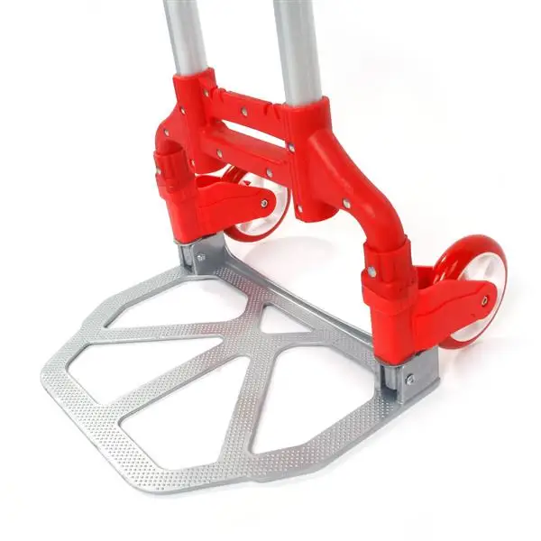 Portable Aluminium Cart Folding Dolly Push Truck Hand Collapsible Trolley Luggage Red view 2
