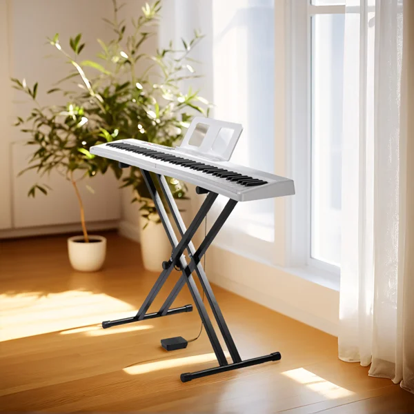 88 Key Folding Piano Semi-Weighted Standard Keyboards Digital Piano with Dual-tube X-Shape Stand, MIDI Bluetooth, Handbag,Headphone,for Piano Lover White color view 6